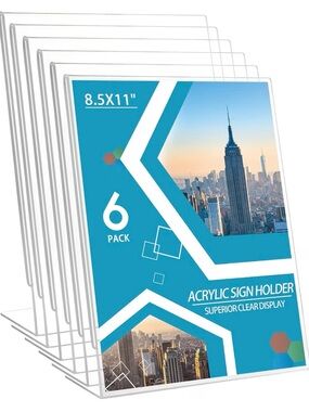 Clear Acrylic Sign Holder - 8.5x11, 6 Pack